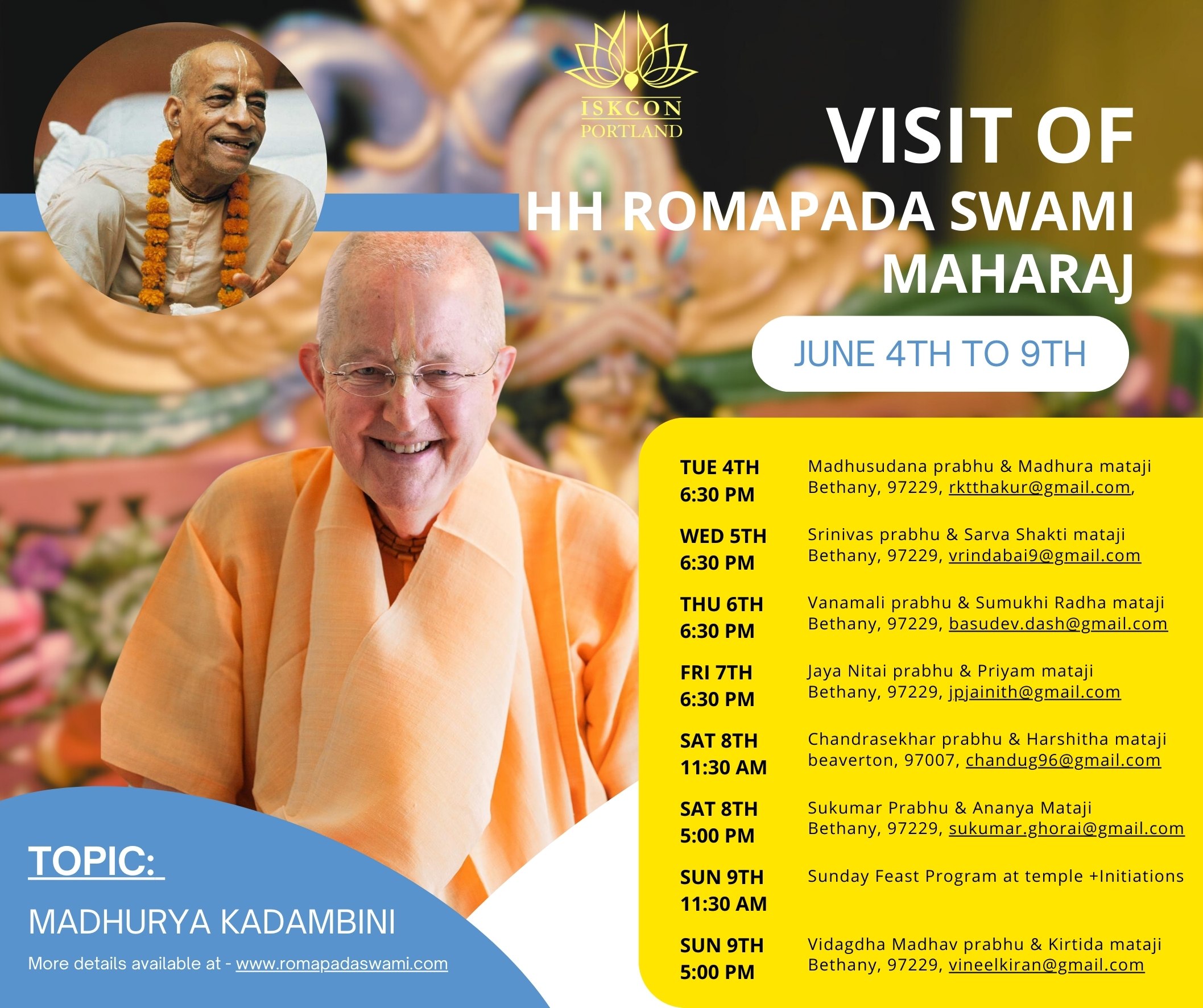 HH Romapada Swami Maharaj visit